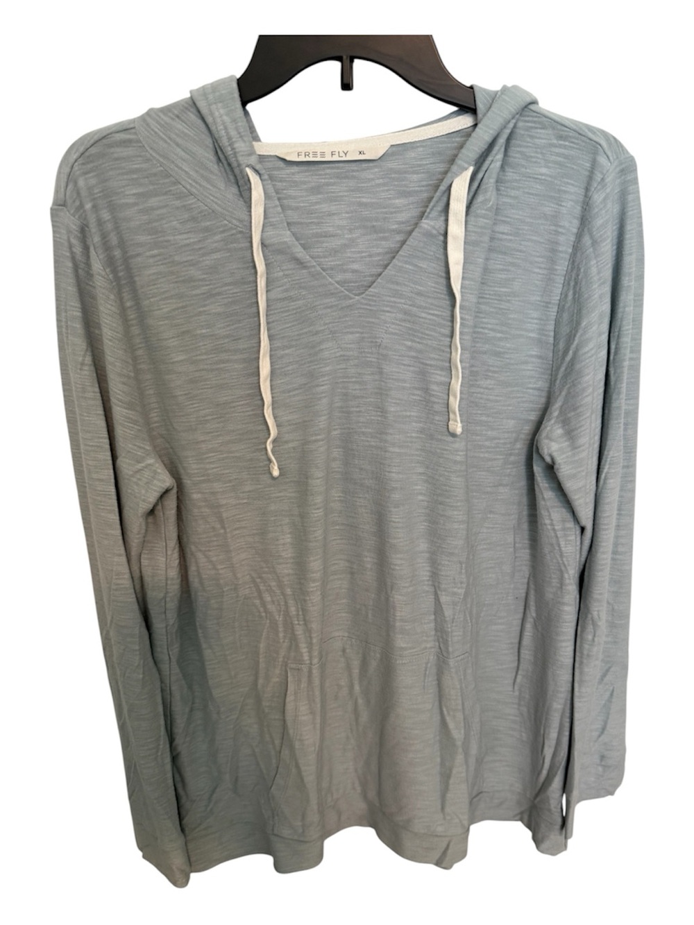 Free Fly Apparel Women's Light Slate V-Neck Hooded Pullover